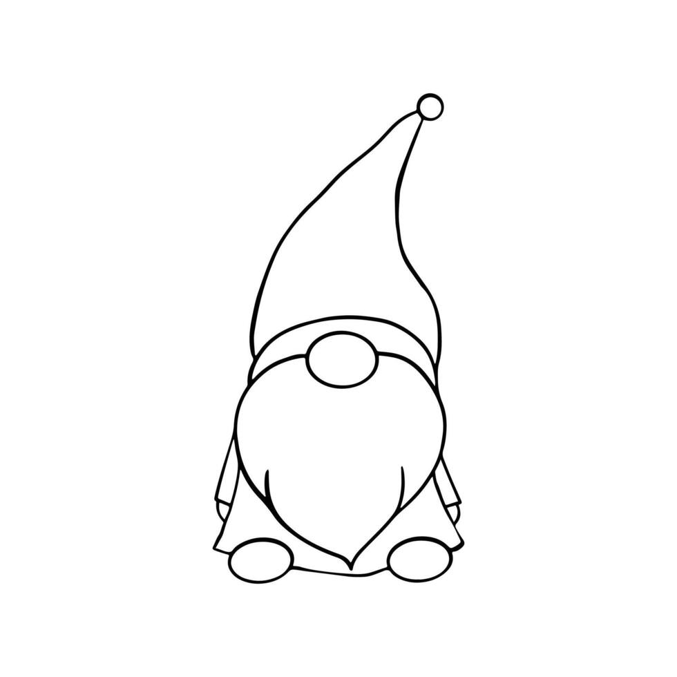 Line art cute Christmas gnomes design for coloring book isolated on a white background vector