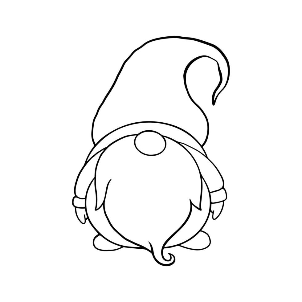 Line art cute Christmas gnomes design for coloring book isolated on a white background vector