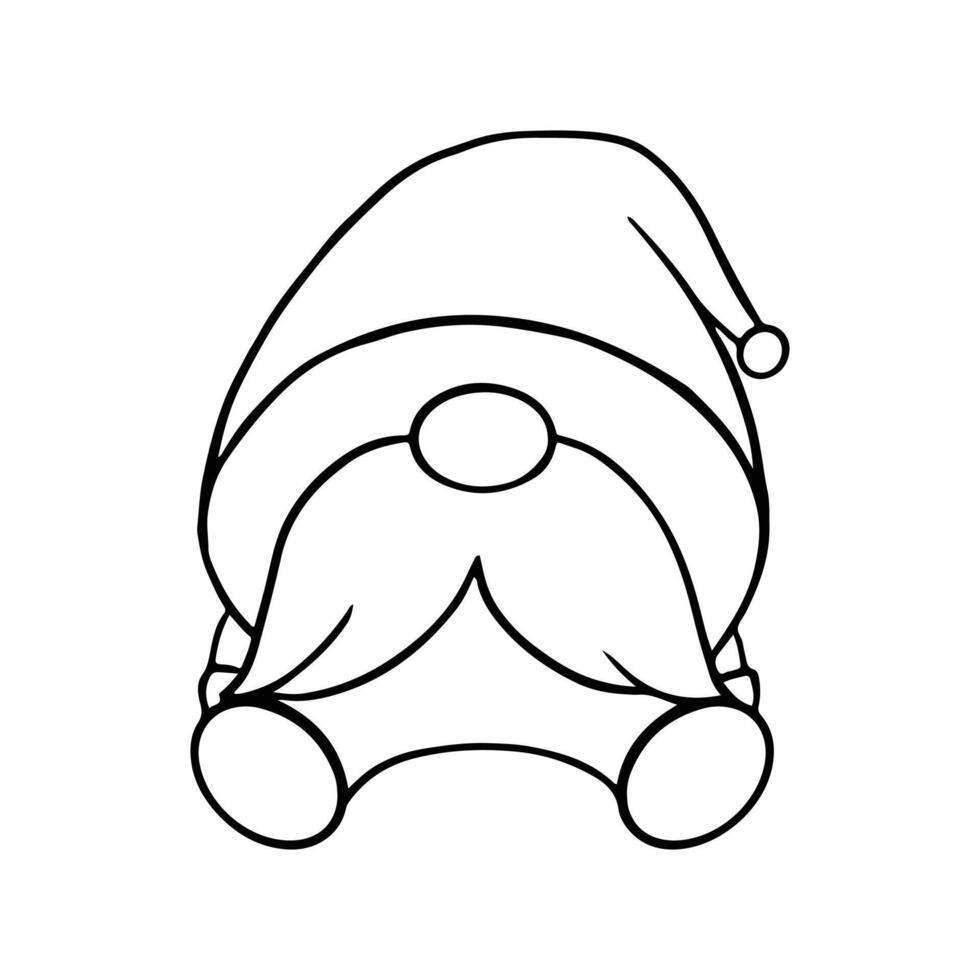 Line art cute Christmas gnomes design for coloring book isolated on a white background vector