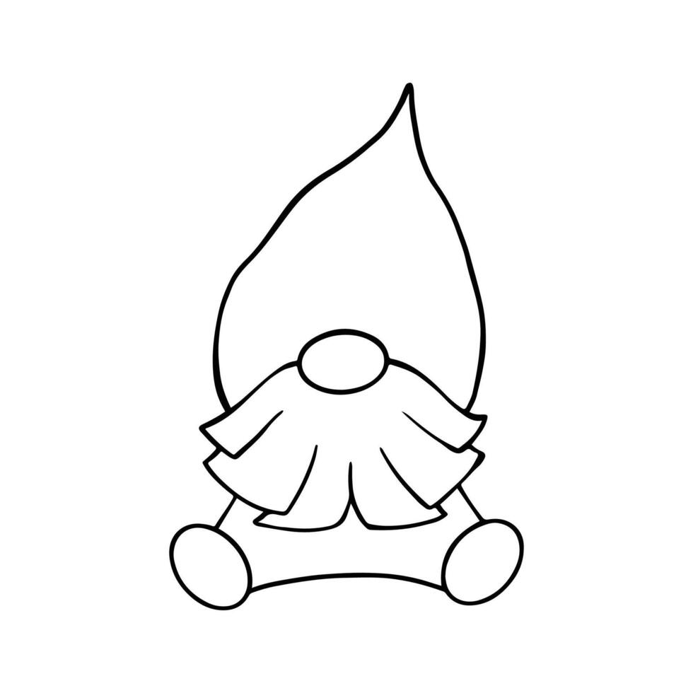 Line art cute Christmas gnomes design for coloring book isolated on a white background vector