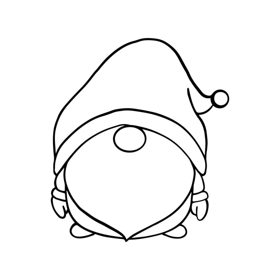 Line art cute Christmas gnomes design for coloring book isolated on a white background vector