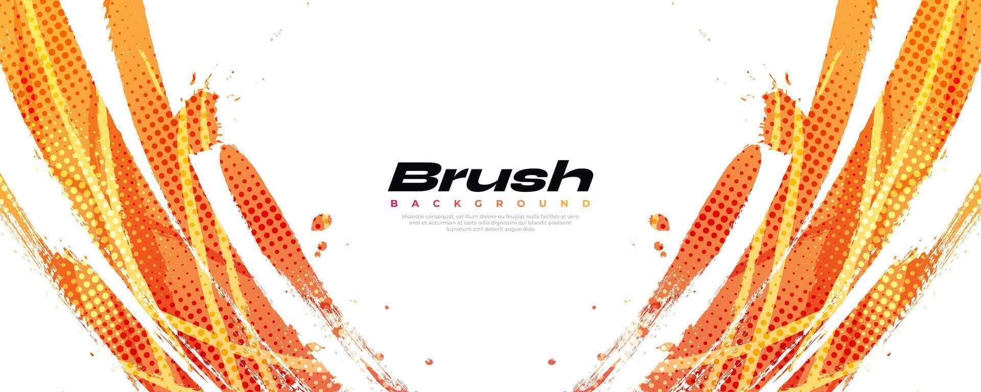 Orange Gradient Brush Texture Isolated on White Background with Halftone Effect. Sport Background with Grunge Style vector