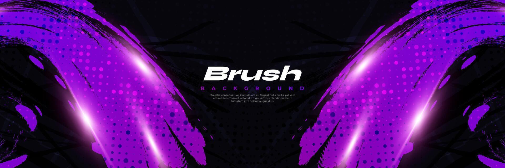 Purple Gradient Brush Texture Isolated on Black Background with Halftone Effect. Sport Background with Grunge Style and Glowing Light Effects vector