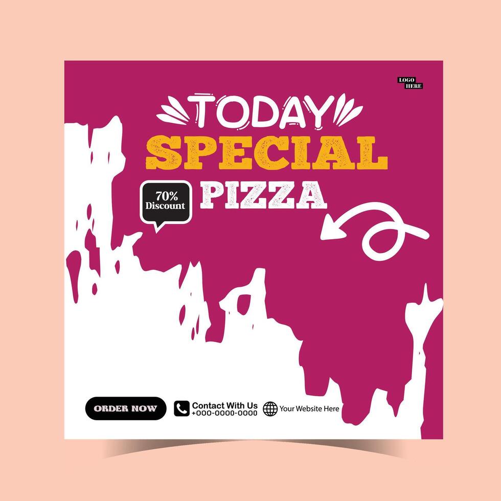 today special pizza food menu design and social media post template vector