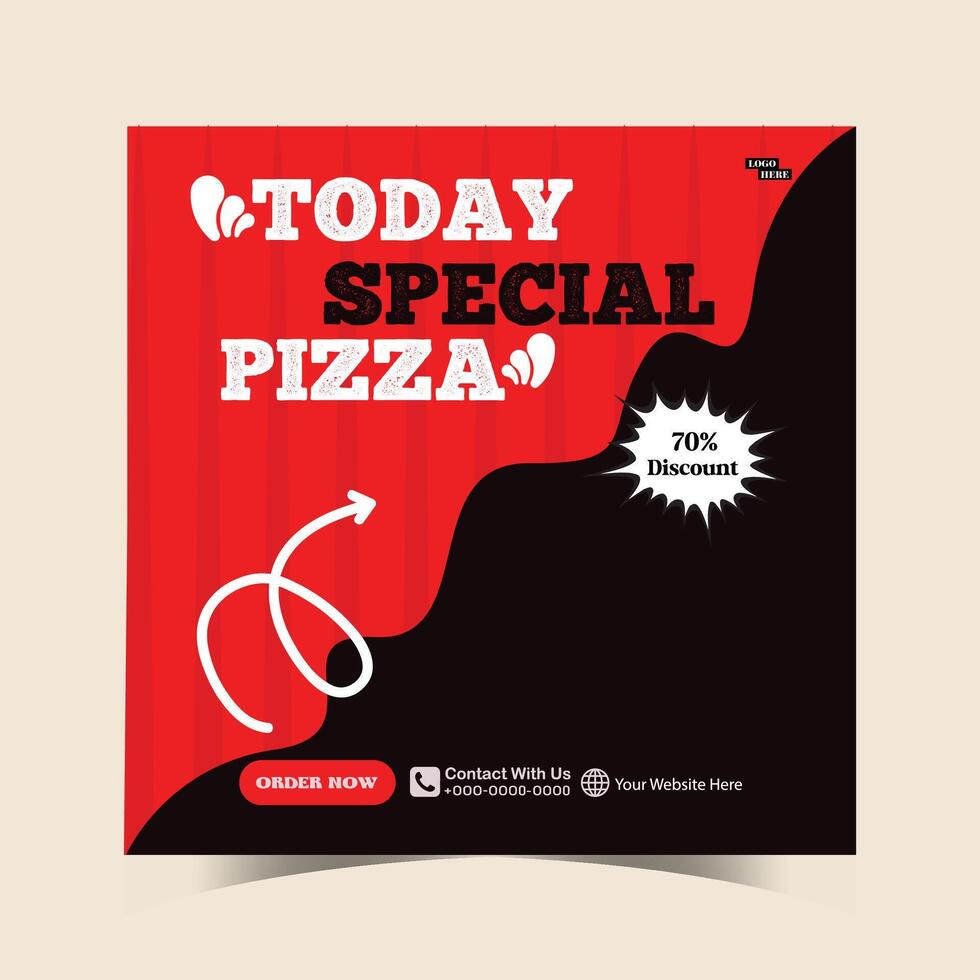 today special pizza food menu design and social media post template vector