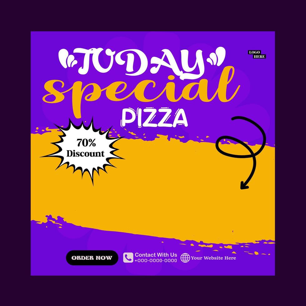today special pizza food menu design and social media post template vector