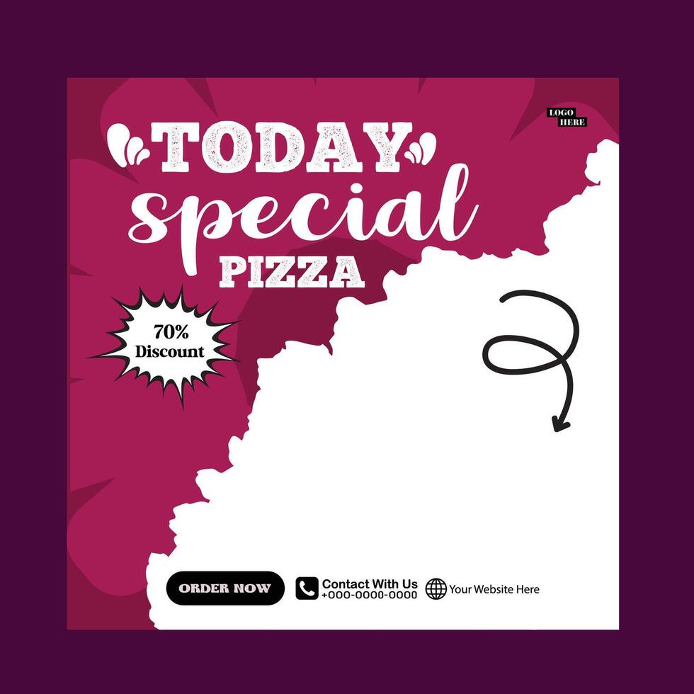 today special pizza food menu design and social media post template vector