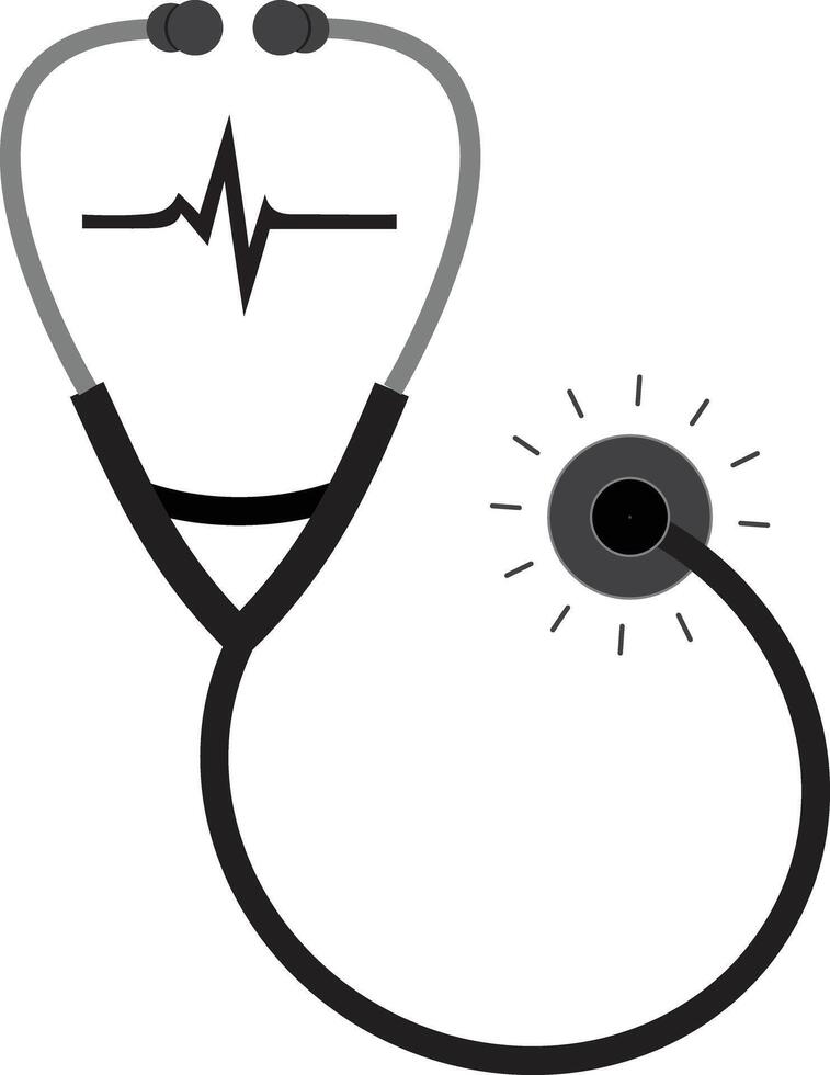 Flat Stethoscope Icon with Heartbeat vector