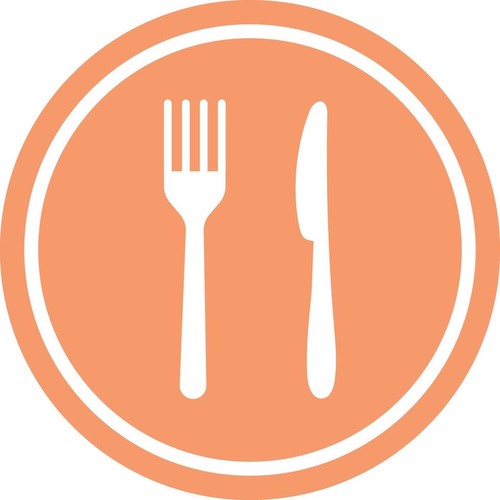 Clean and simple fork and knife icon in circle vector