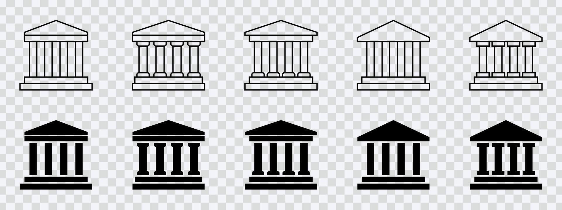banco icono conjunto para versátil gráfico diseños vector