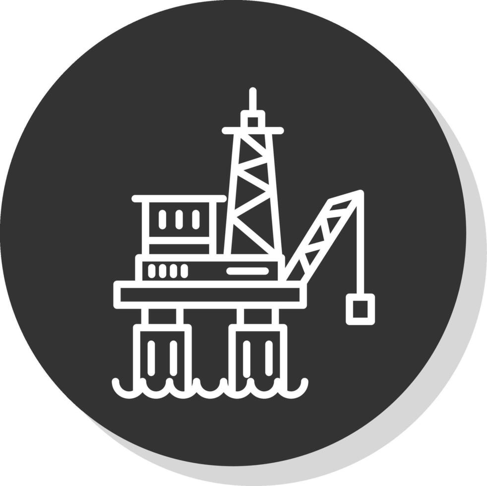 Offshore Platform Line Shadow Circle Icon Design vector
