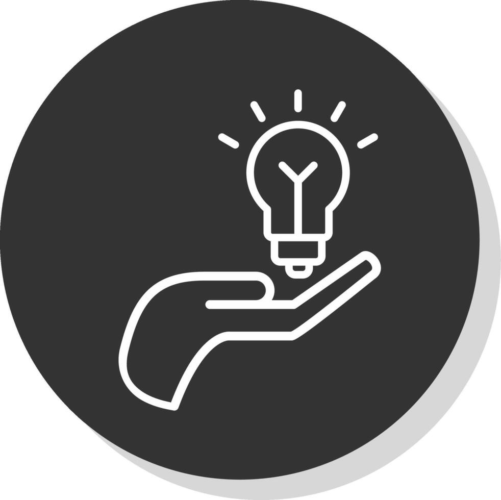 Idea Hand Line Shadow Circle Icon Design vector