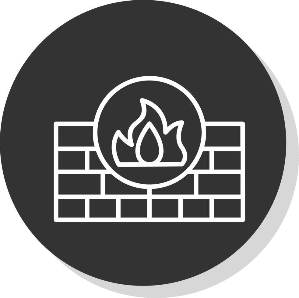 Firewall Line Shadow Circle Icon Design vector