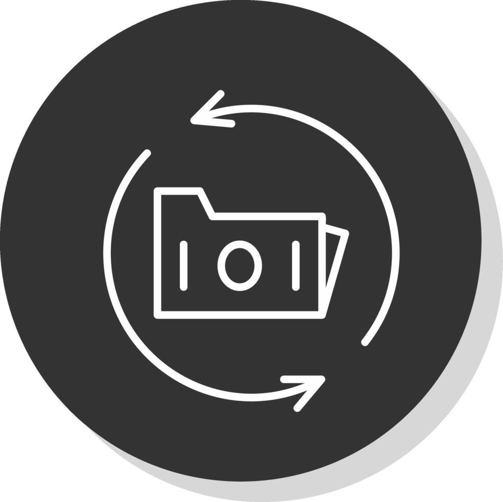 Data Backup Line Shadow Circle Icon Design vector