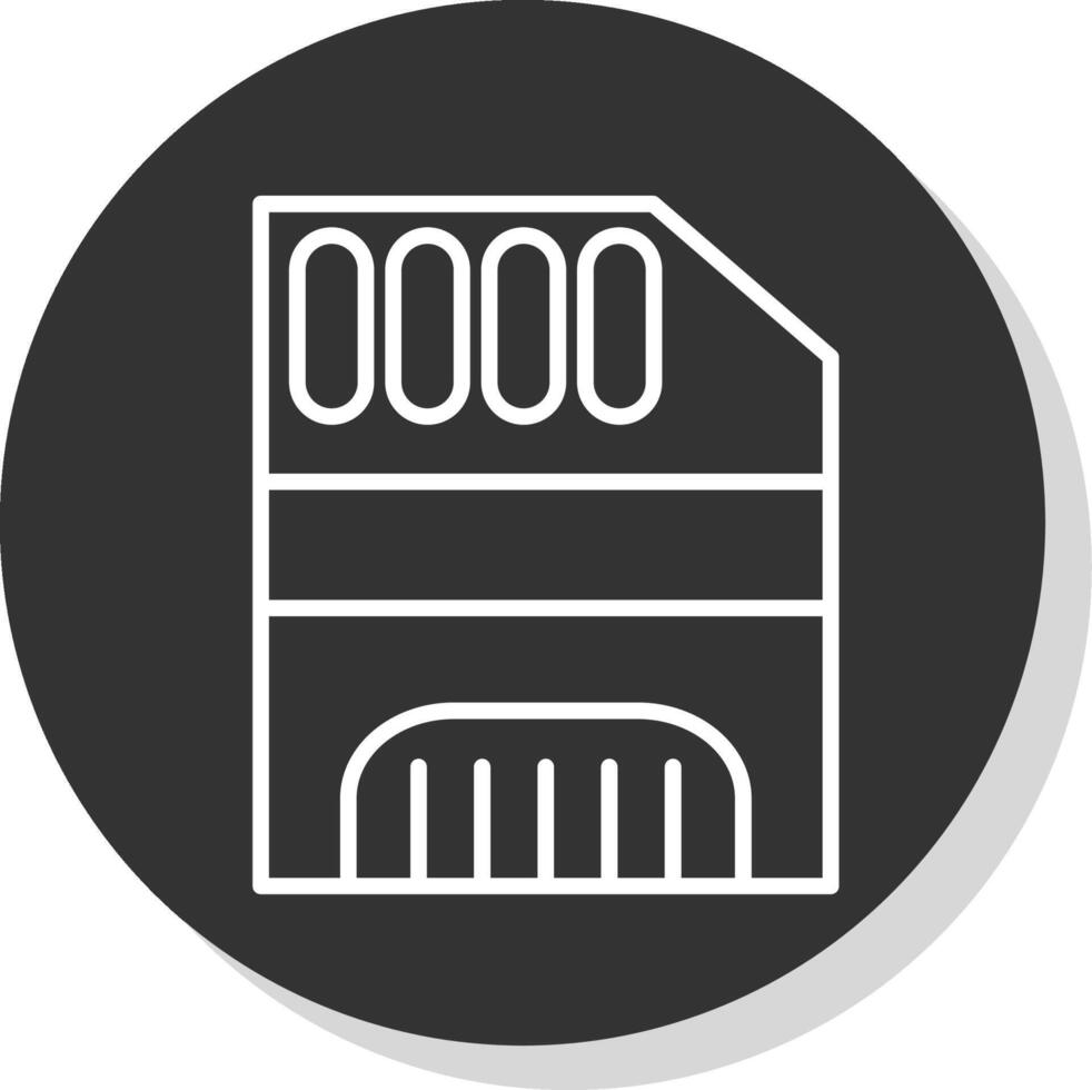 Memory Card Line Shadow Circle Icon Design vector