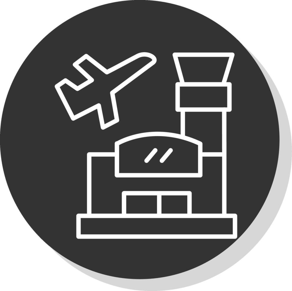 aeropuerto línea sombra circulo icono diseño vector