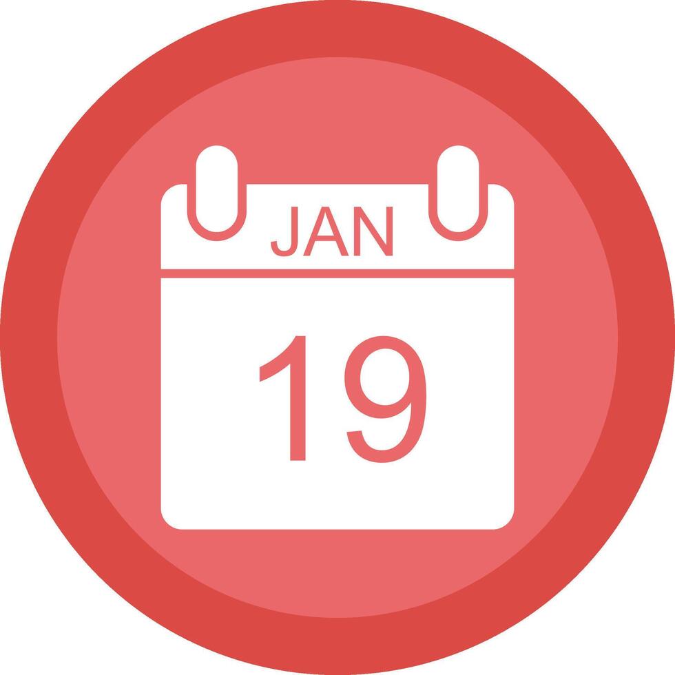 January Line Shadow Circle Icon Design vector