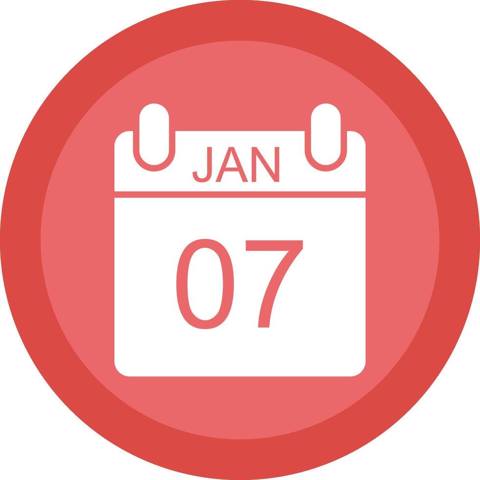 January Line Shadow Circle Icon Design vector