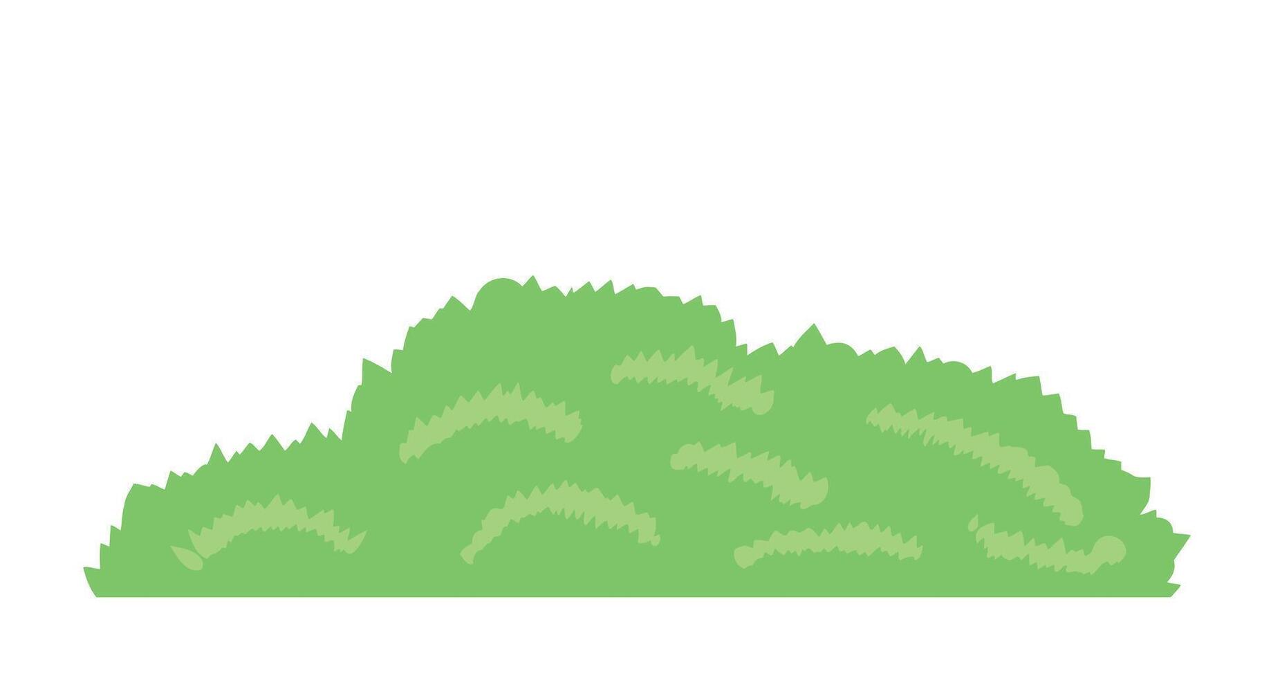 Bush flat illustration. Green summer landscape. Outdoor forest natural environment. Spring foliage element. Grass decoration isolated on white vector