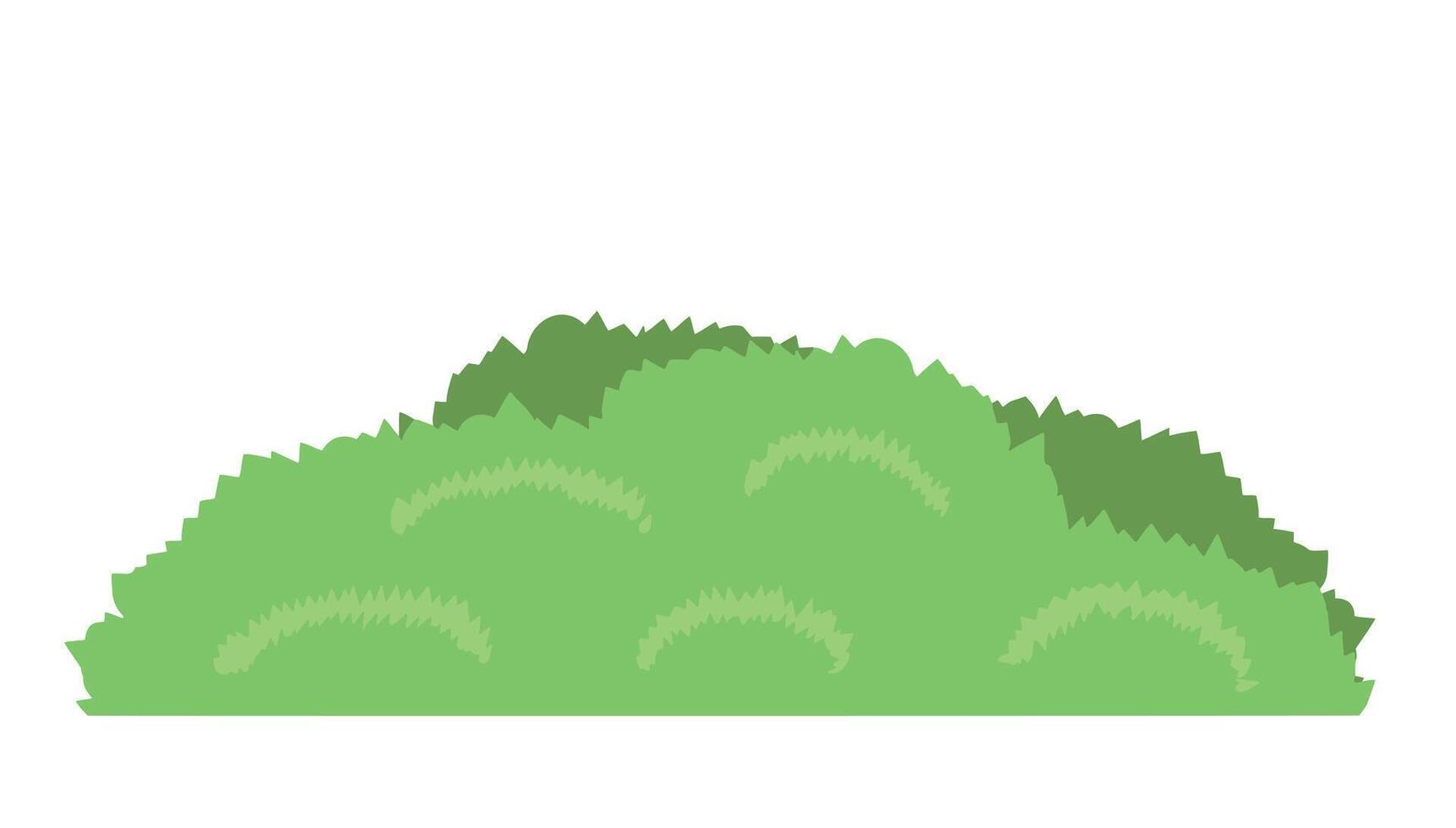 Bush flat illustration. Green summer landscape. Outdoor forest natural environment. Spring foliage element. Grass decoration isolated on white vector