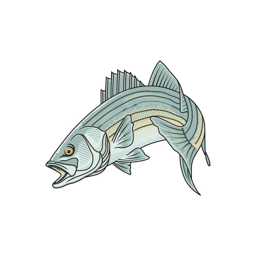 a rayas bajo pescar ilustración logo vector
