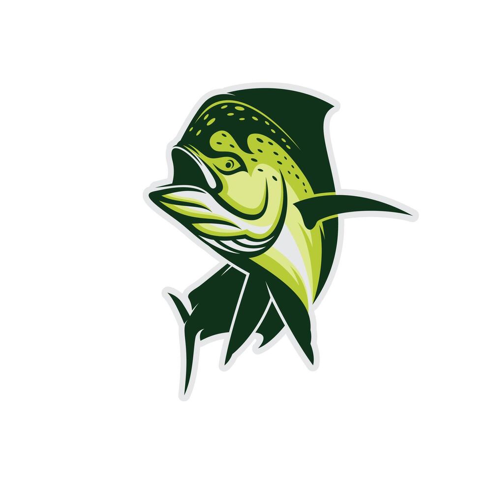 Mahi mahi fishing illustration logo vector