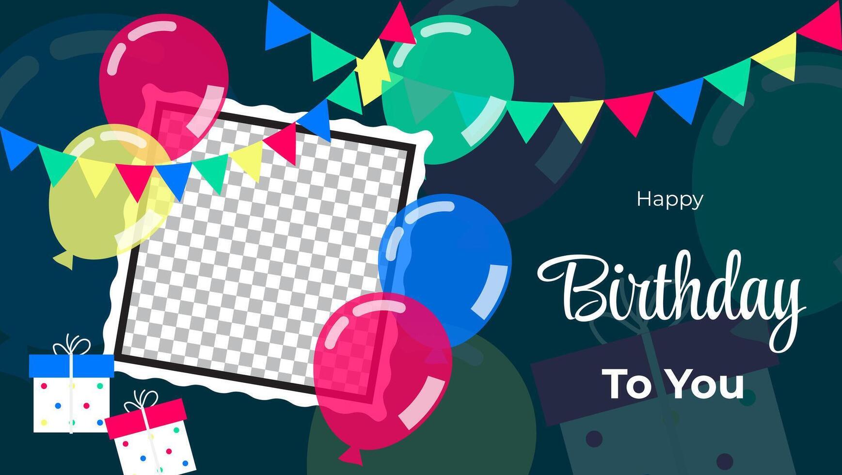 colorful birthday greeting card with photo space. illustration vector
