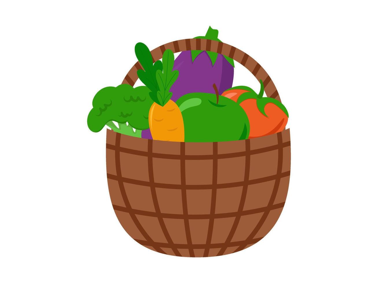 Healthy vegetables in basket. Bright healthy food illustration vector