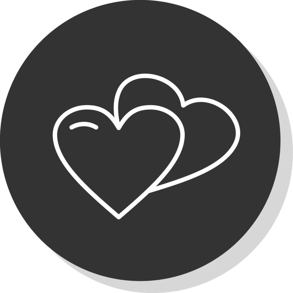 Hearts Line Shadow Circle Icon Design vector