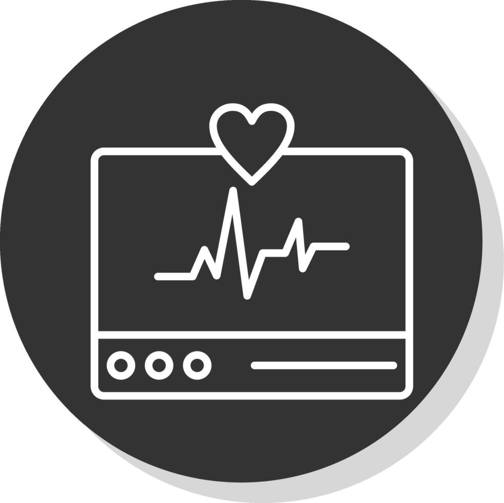 ECG Monitor Line Shadow Circle Icon Design vector