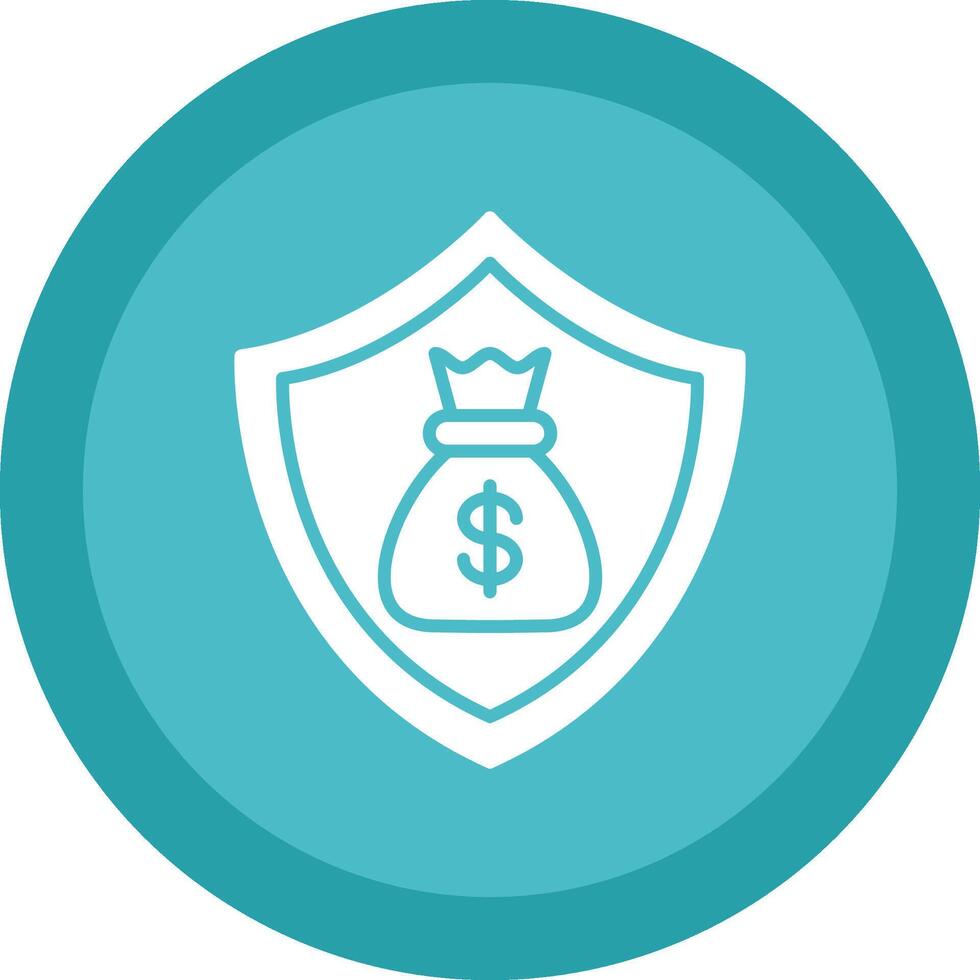 Shield Line Shadow Circle Icon Design vector