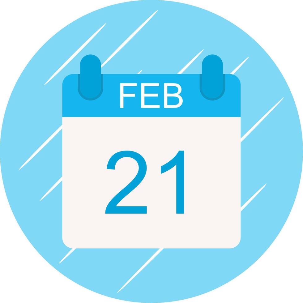 February Flat Circle Icon Design vector