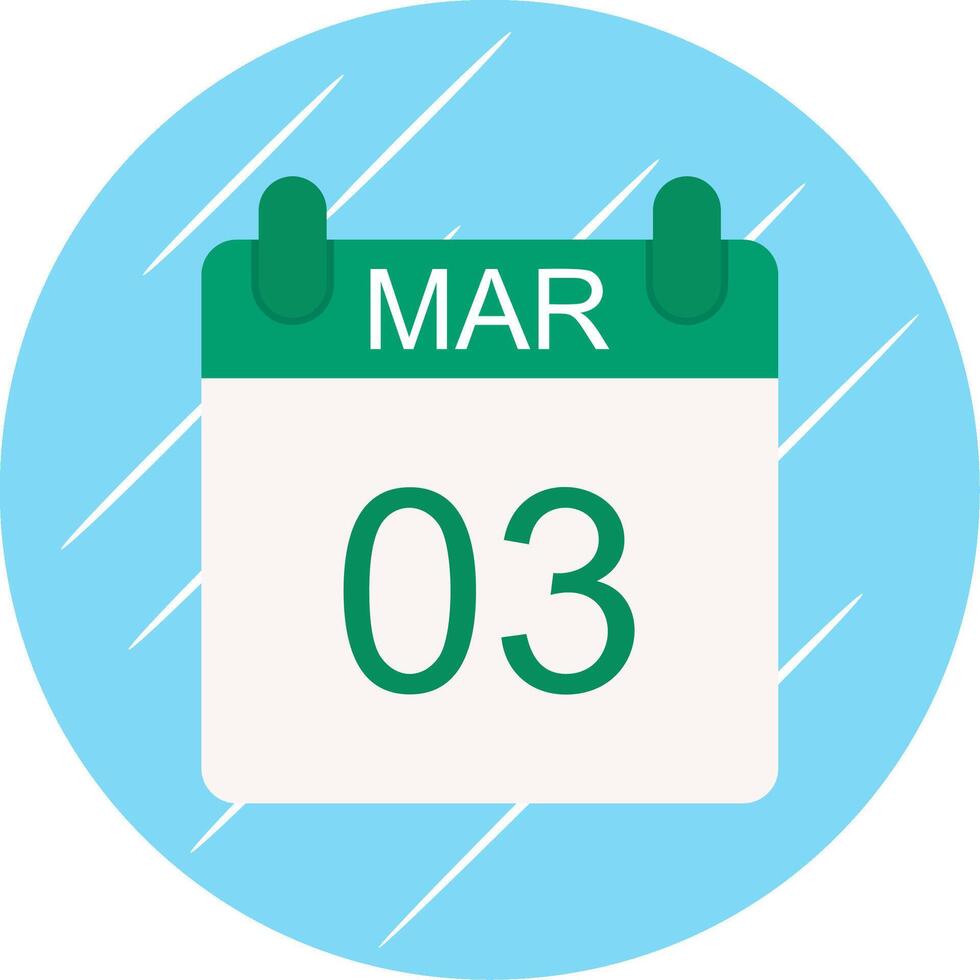 March Flat Circle Icon Design vector