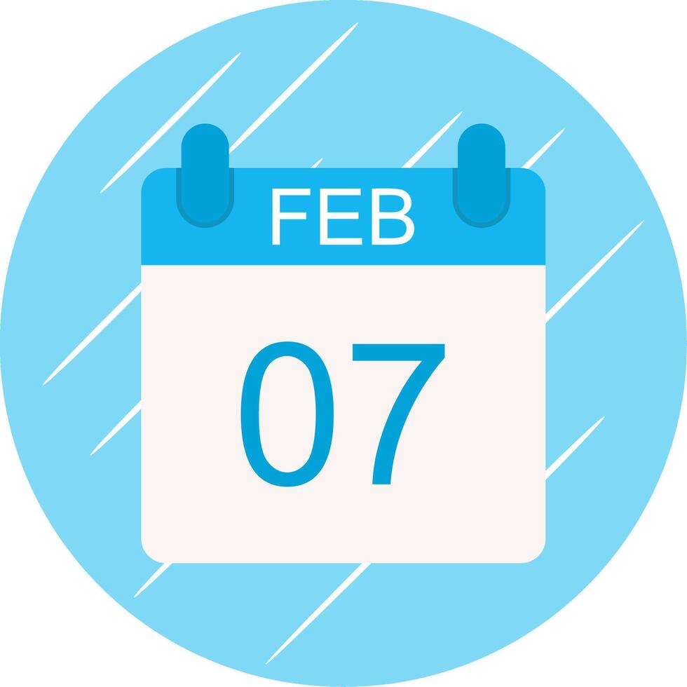 February Flat Circle Icon Design vector