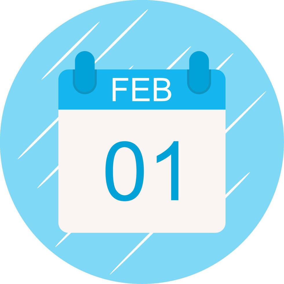 February Flat Circle Icon Design vector