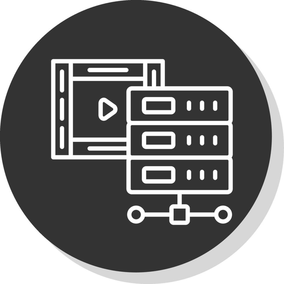 multimedia base de datos línea sombra circulo icono diseño vector