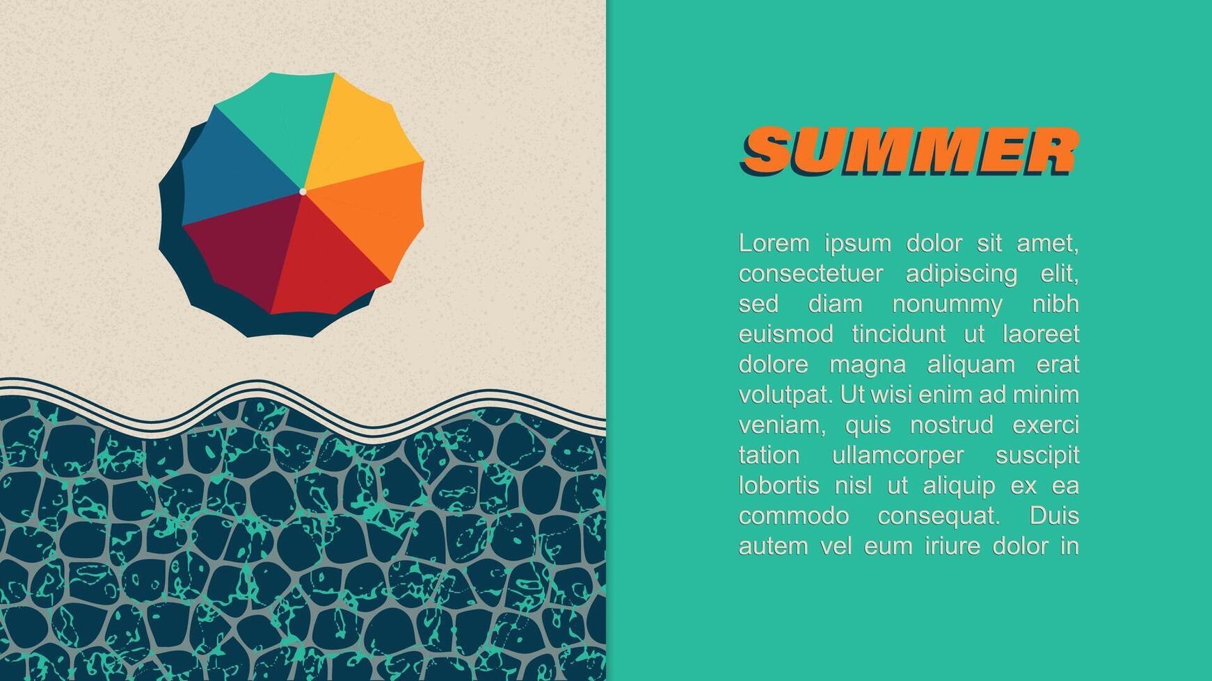 Summer concept design with beach umbrella on beach, illustration vector