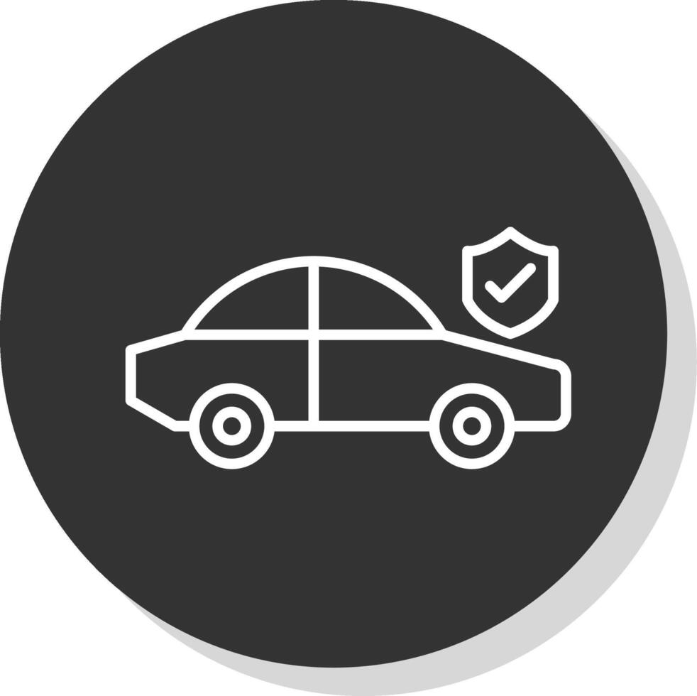 coche seguro línea sombra circulo icono diseño vector