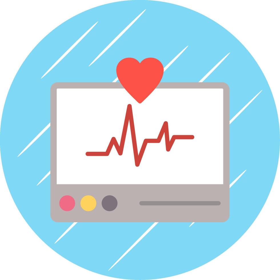 ECG Monitor Flat Circle Icon Design vector