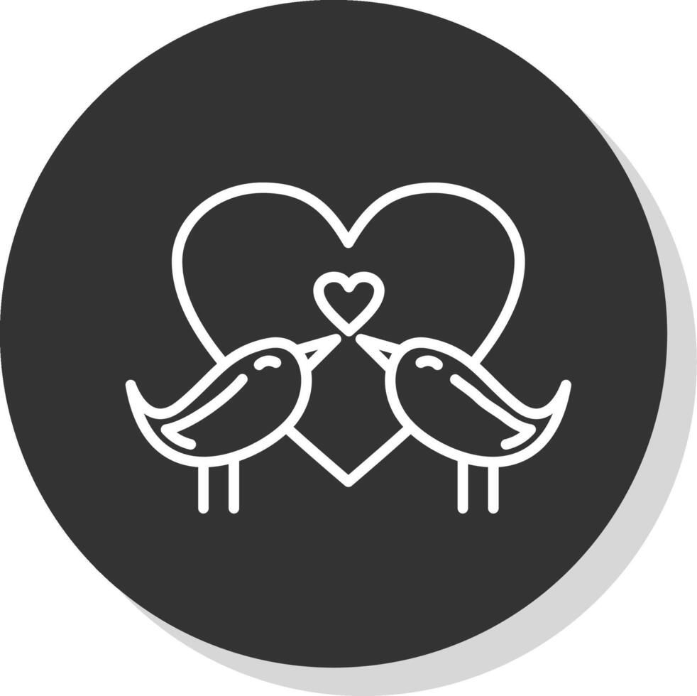 amor aves línea sombra circulo icono diseño vector