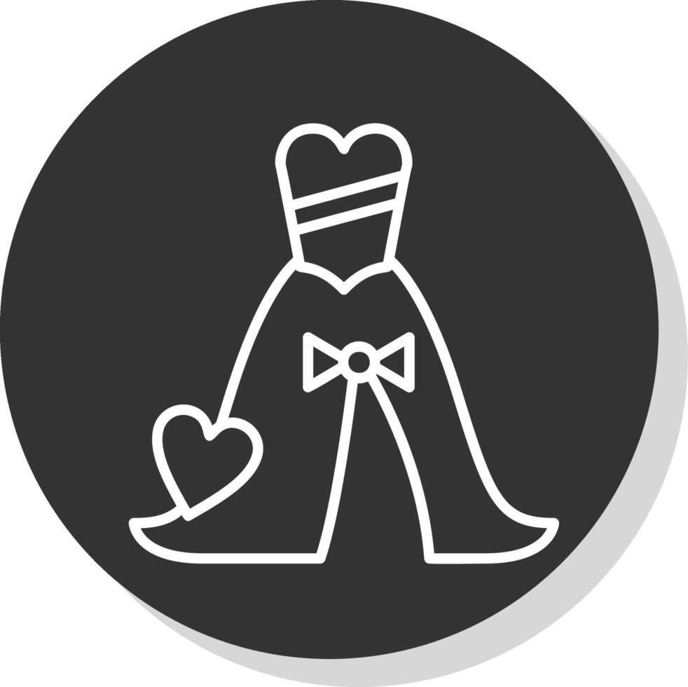 Wedding Dress Line Shadow Circle Icon Design vector