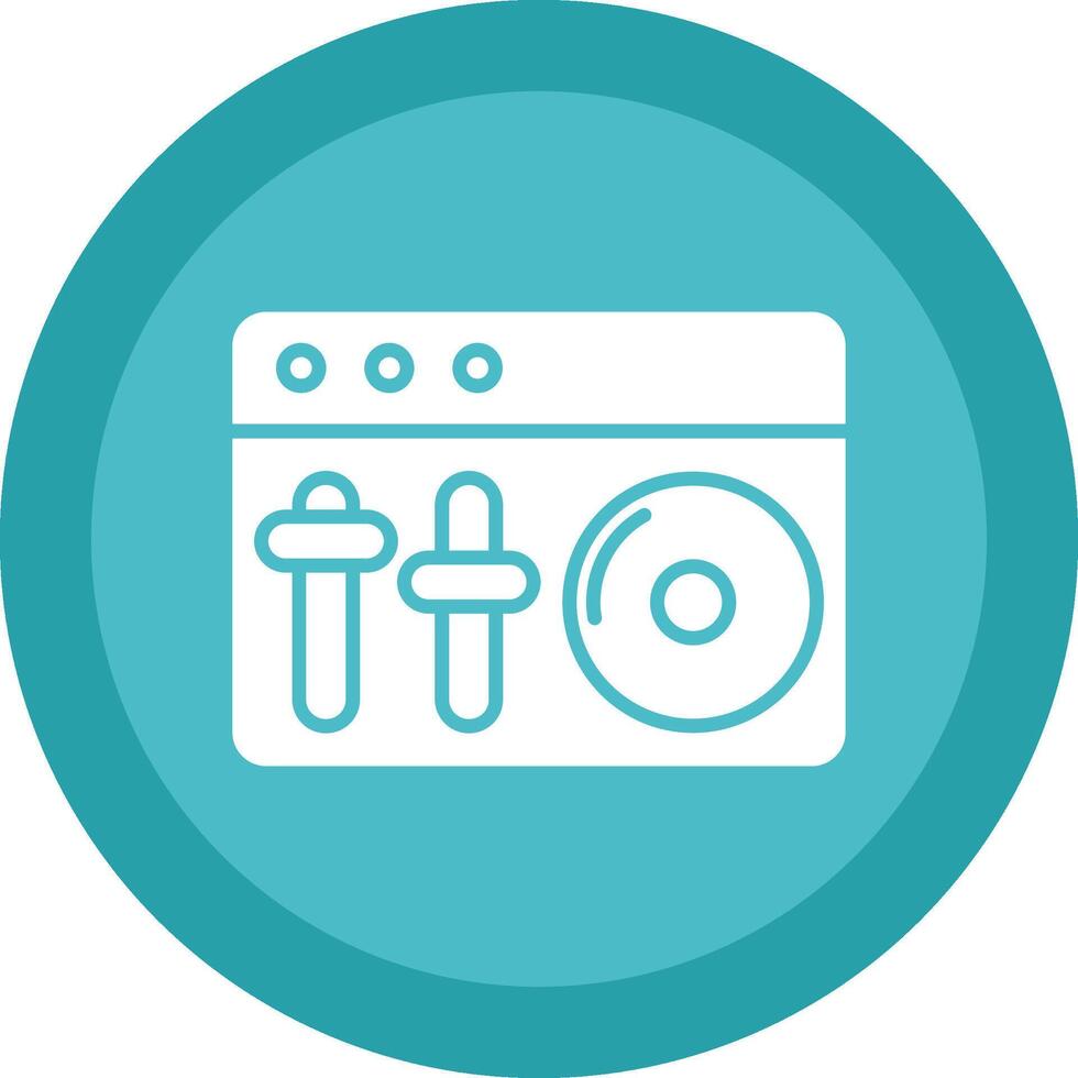 Dj Mixer Line Shadow Circle Icon Design vector