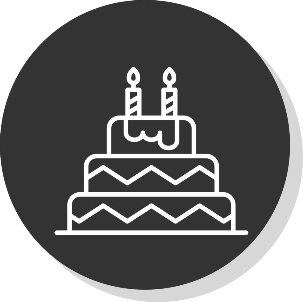 cumpleaños pastel línea sombra circulo icono diseño vector