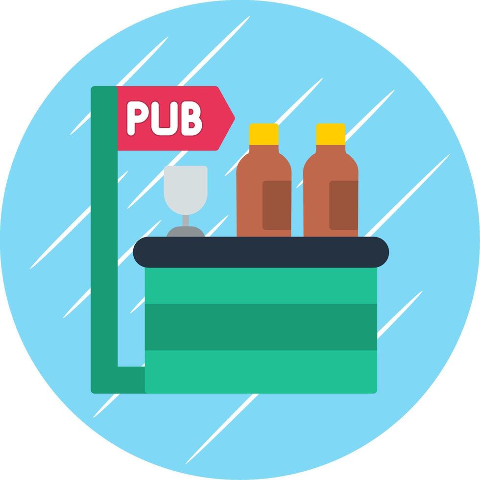 Pub Flat Circle Icon Design vector