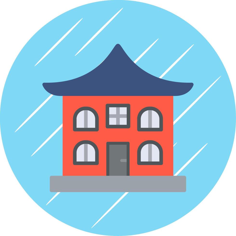 Asian Temple Flat Circle Icon Design vector