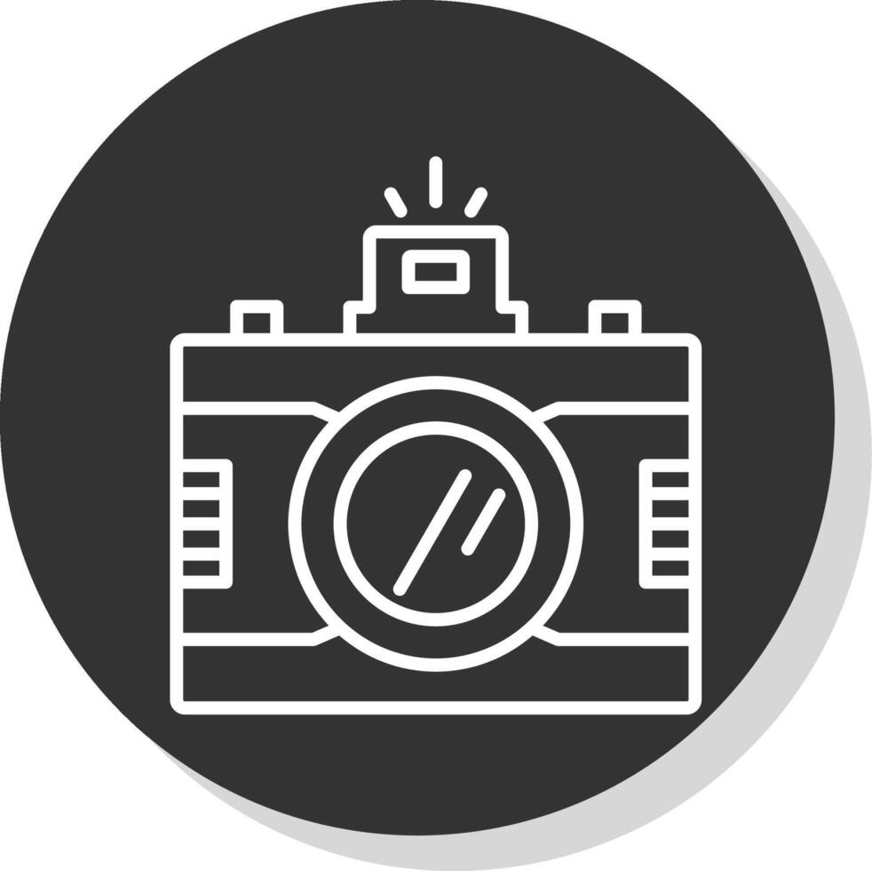 Dslr Camera Line Shadow Circle Icon Design vector