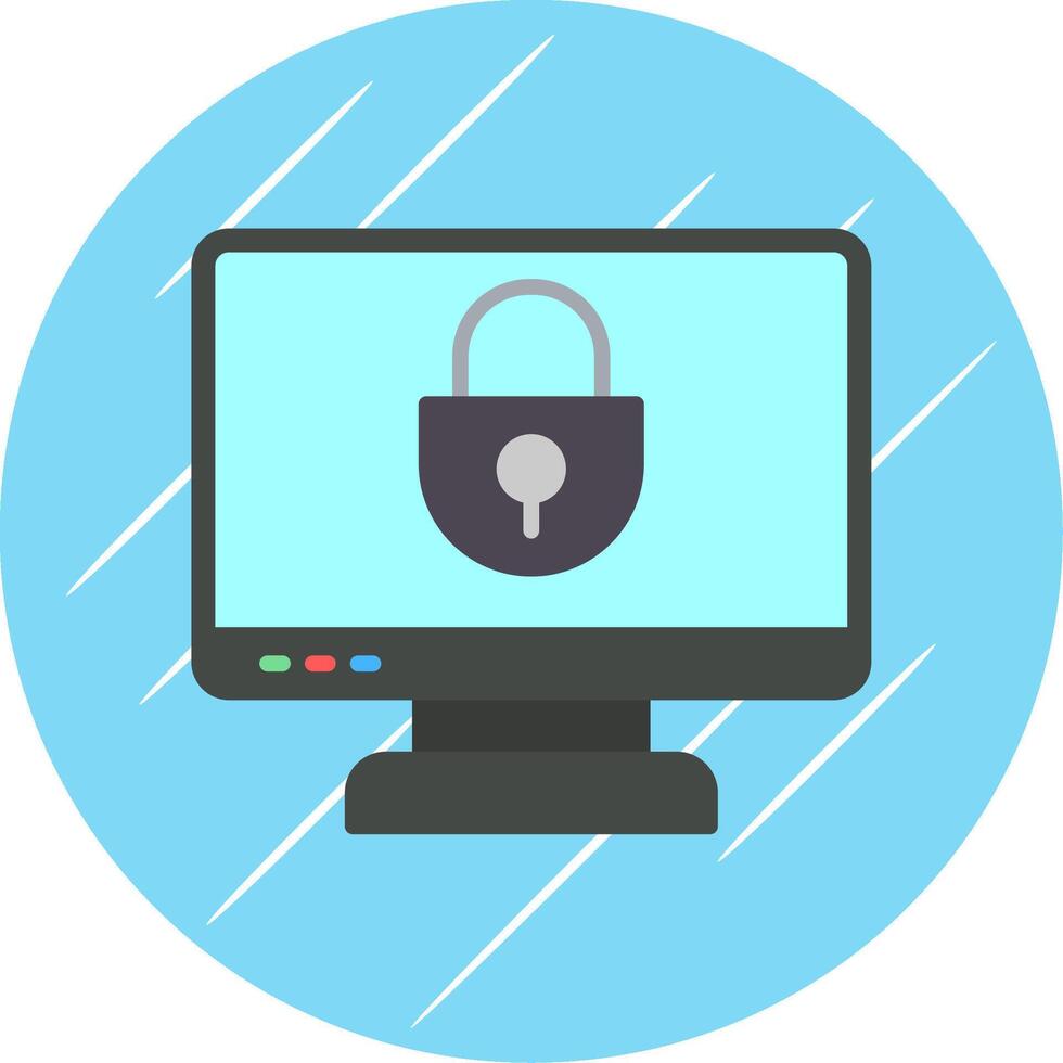 Locked Computer Flat Circle Icon Design vector