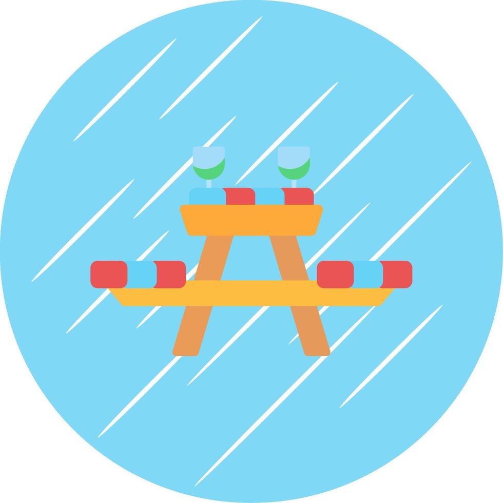 Picnic Table Flat Circle Icon Design vector