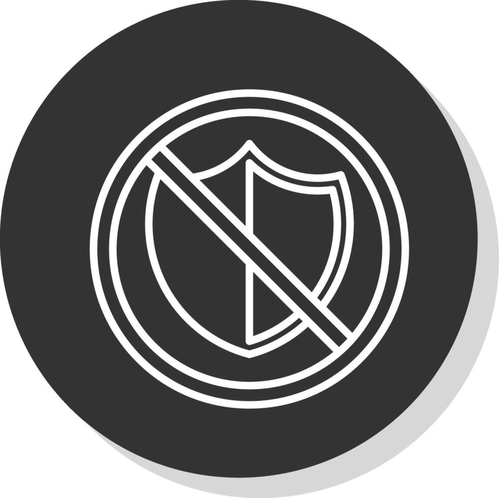 No Security Line Shadow Circle Icon Design vector