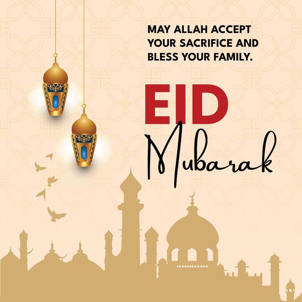 Simple Eid Al Adha Mubarak Greetings Editable Illustration Design - Social Media Post vector